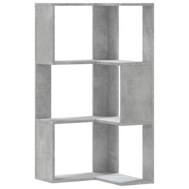 vidaXL Eck-Bücherregal 3 Böden Betongrau 50x50x102 cm Holzwerkstoff