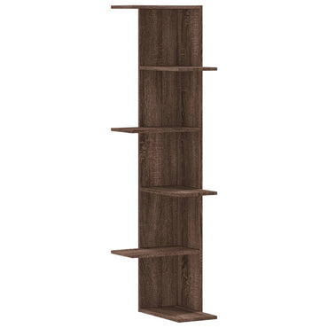 vidaXL Étagère murale d'angle aspect chêne marron 36,5x36,5x140 cm en bois d'ingénierie