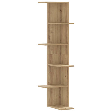 vidaXL Étagère d'angle murale chêne artisan 36,5x36,5x140 cm en bois d'ingénierie