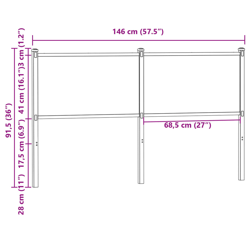 vidaXL Kopfteil Räuchereiche 140 cm Holzwerkstoff und Stahl