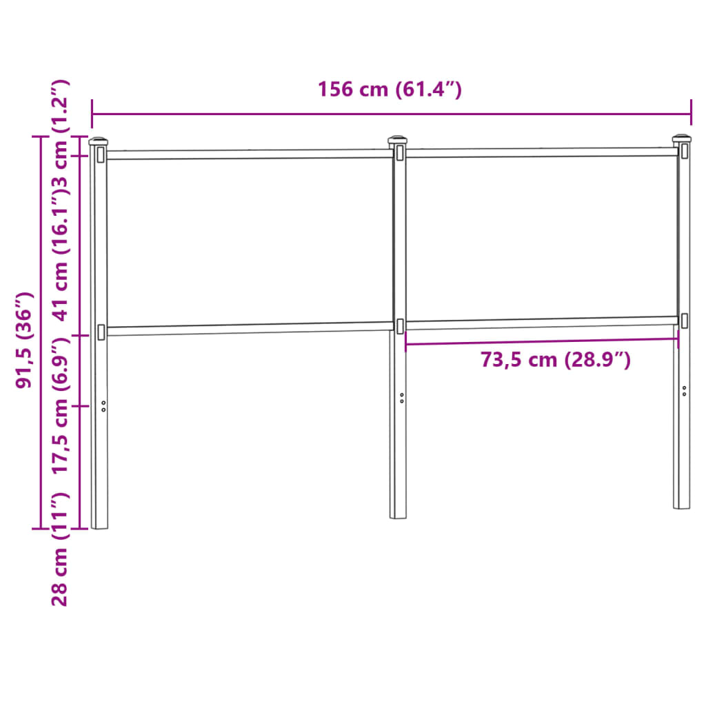 vidaXL Kopfteil Räuchereiche 150 cm Holzwerkstoff und Stahl
