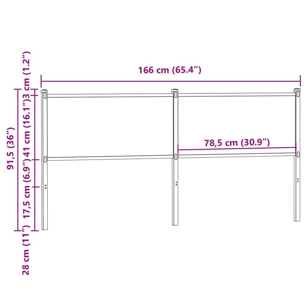 vidaXL Kopfteil Räuchereiche 160 cm Holzwerkstoff und Stahl