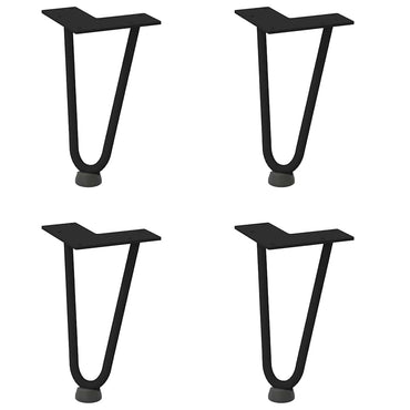 vidaXL Haarnadelbeine für Couchtisch 4 Stk. Schwarz 20 cm Massivstahl