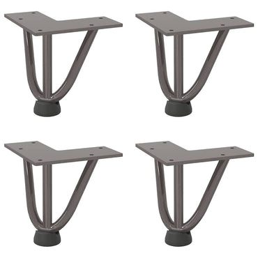 vidaXL Haarnadelbeine für Couchtisch 4 Stk. Naturstahl 10 cm Massivstahl