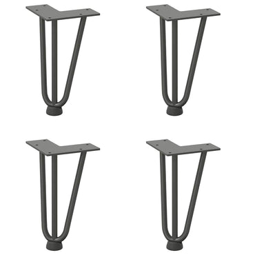 vidaXL Haarnadelbeine für Couchtisch 4 Stk. Anthrazit 20 cm Massivstahl
