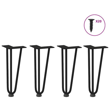 vidaXL Haarnadelbeine für Couchtisch 4 Stk. Schwarz 30 cm Massivstahl