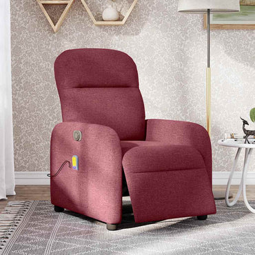 vidaXL Fauteuil de massage électrique en tissu rouge bordeaux
