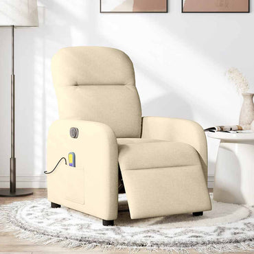 vidaXL Fauteuil de massage électrique Crème Tissu