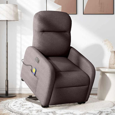 vidaXL Elektrischer Massagesessel mit Aufstehhilfe Dunkelbraun Stoff