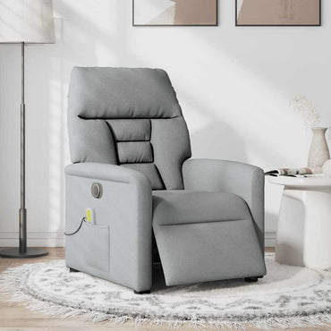 vidaXL Massagesessel Elektrisch Hellgrau Stoff