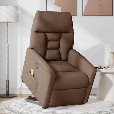 vidaXL Massagesessel mit Aufstehhilfe Braun Stoff