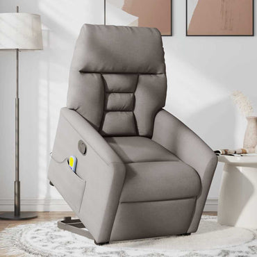 vidaXL Massagesessel mit Aufstehhilfe Taupe Stoff