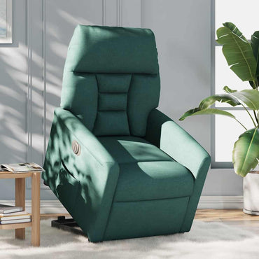 vidaXL Relaxsessel mit Aufstehhilfe Elektrisch Dunkelgrün Stoff