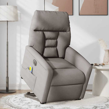 vidaXL Elektrischer Massagesessel mit Aufstehhilfe Taupe Stoff