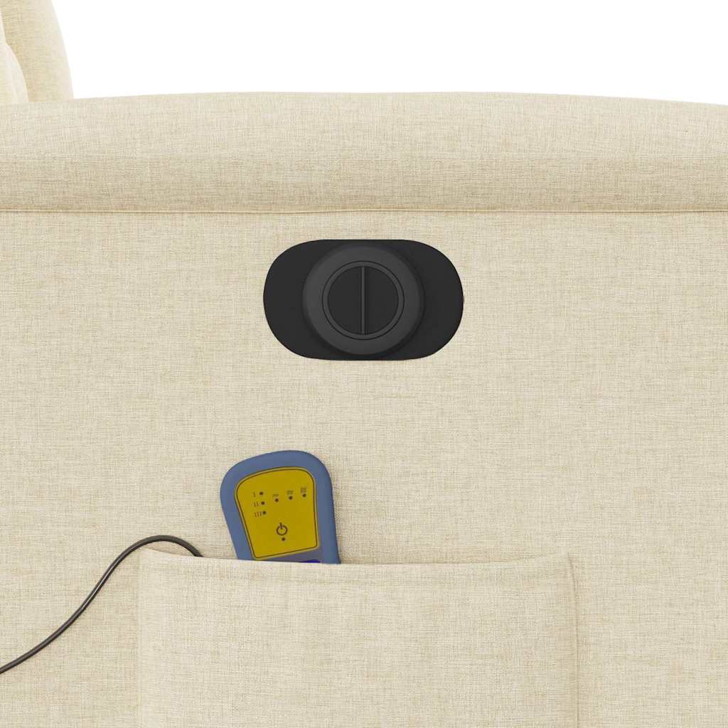vidaXL Elektrischer Massagesessel mit Aufstehhilfe Creme Stoff