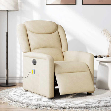 vidaXL Fauteuil de massage électrique Crème Tissu
