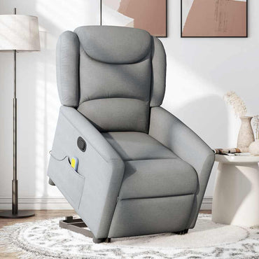 vidaXL Fauteuil de massage releveur gris clair en tissu
