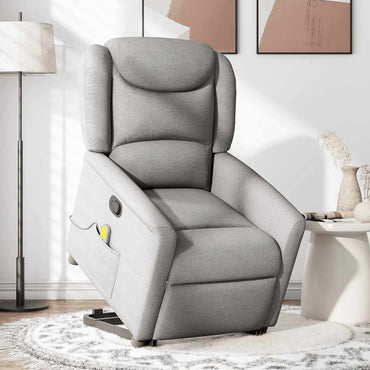 vidaXL Massagesessel mit Aufstehhilfe Wolkengrau Stoff