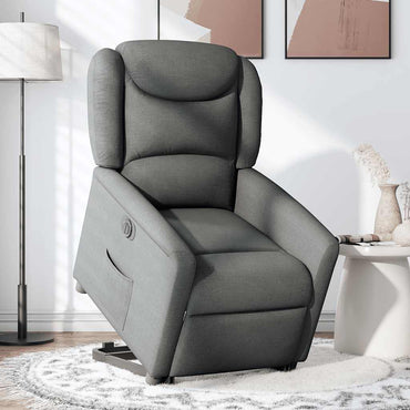 vidaXL Relaxsessel mit Aufstehhilfe Elektrisch Dunkelgrau Stoff