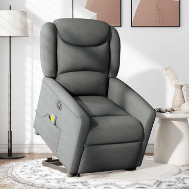 vidaXL Fauteuil de massage électrique releveur en tissu gris foncé