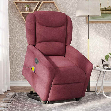vidaXL Fauteuil de massage électrique releveur rouge bordeaux en tissu