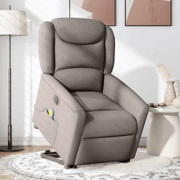 vidaXL Fauteuil de massage électrique releveur tissu taupe