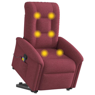 vidaXL Fauteuil de massage inclinable avec fonction de levage en tissu bordeaux