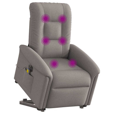 vidaXL Elektrischer Massagesessel mit Aufstehhilfe Taupe Stoff