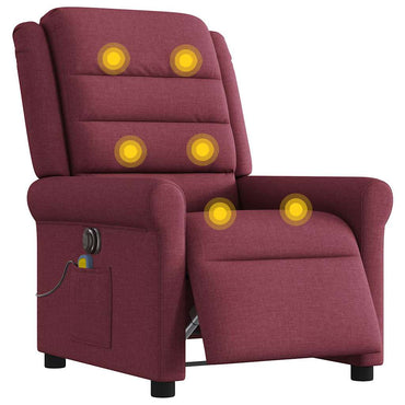 vidaXL Fauteuil de massage électrique en tissu rouge bordeaux
