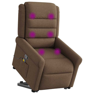 vidaXL Massagesessel mit Aufstehhilfe Braun Stoff