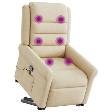 Fauteuil de massage releveur crème en tissu vidaXL