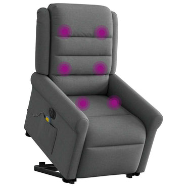 vidaXL Fauteuil de massage électrique releveur en tissu gris foncé