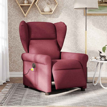 vidaXL Fauteuil de massage électrique en tissu rouge bordeaux