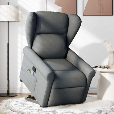 vidaXL Fauteuil de massage releveur gris foncé en tissu