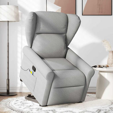 vidaXL Fauteuil de massage inclinable et releveur en tissu gris nuage