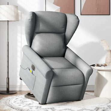 vidaXL Fauteuil de massage électrique releveur gris clair en tissu
