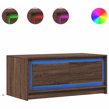 vidaXL Table basse LED marron aspect chêne Aggloméré