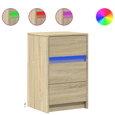 vidaXL Nachttisch mit LED-Leuchten Sonoma Eiche Holzwerkstoff