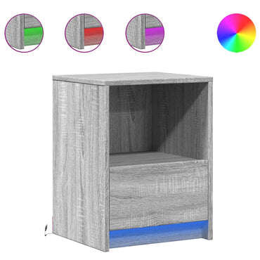 vidaXL Tables de chevet avec lumières LED 2 pcs Gris Sonoma en bois d'ingénierie