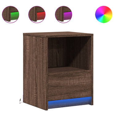 vidaXL Tables de chevet avec lumières LED 2 pcs Chêne marron Bois d'ingénierie