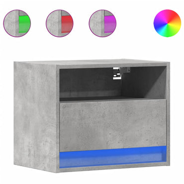 vidaXL Tables de chevet murales avec lumières LED 2 pcs Gris béton