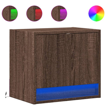 vidaXL Wand-Nachttische mit LED-Leuchten 2 Stk. Braun Eichen-Optik