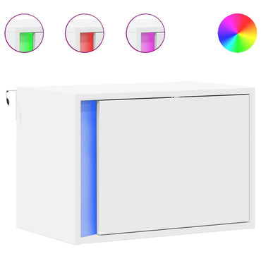 vidaXL Tables de chevet murales avec lumières LED 2 pcs Blanc