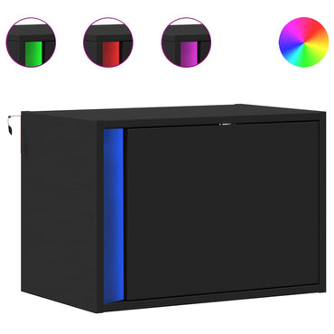 vidaXL Table de chevet murale avec lumières LED Noir