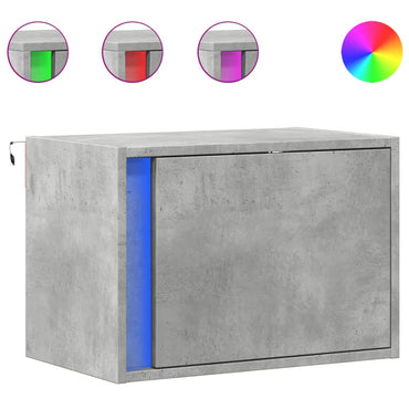 vidaXL Table de chevet murale avec lumières LED Gris béton