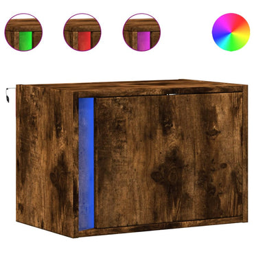 vidaXL Tables de chevet murales avec lumières LED 2 pcs Chêne fumé