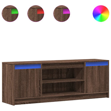Meuble TV vidaXL avec éclairage LED aspect chêne marron 139,5x34x50cm