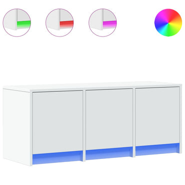 vidaXL Meuble TV avec lumières LED Blanc 97x34x40 cm Aggloméré