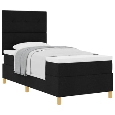 vidaXL Boxspringbett mit Matratze Schwarz 100 x 200 cm Stoff