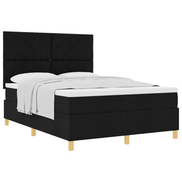 vidaXL Boxspringbett mit Matratze Schwarz 160 x 200 cm Stoff